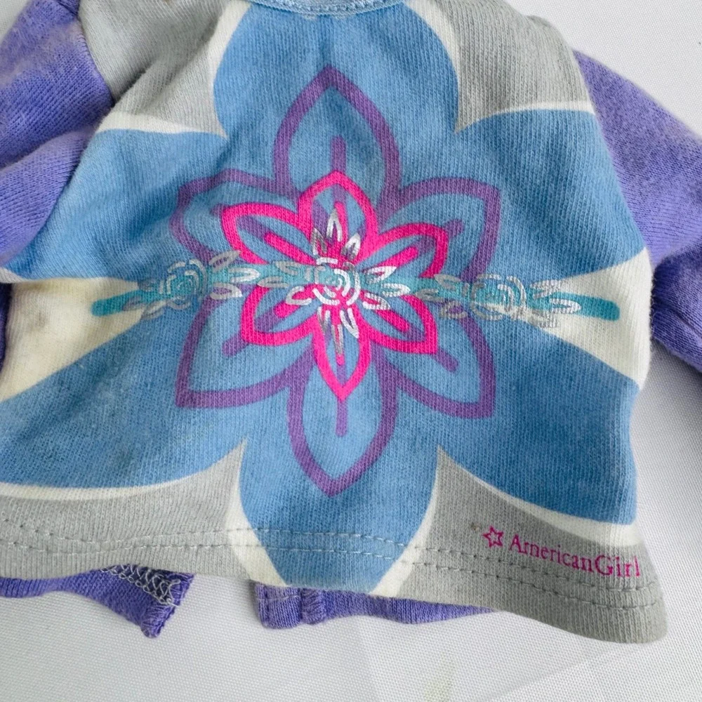 American Girl Doll Clothes Purple Blue Flower Long Sleeve Top‎